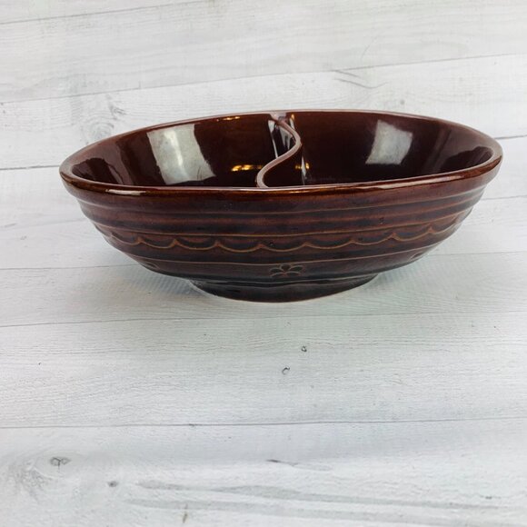 Vintage Marcrest DAISY DOT MCR2 Stoneware Oven Proof Divided Serving Bowl USA - Picture 3 of 9